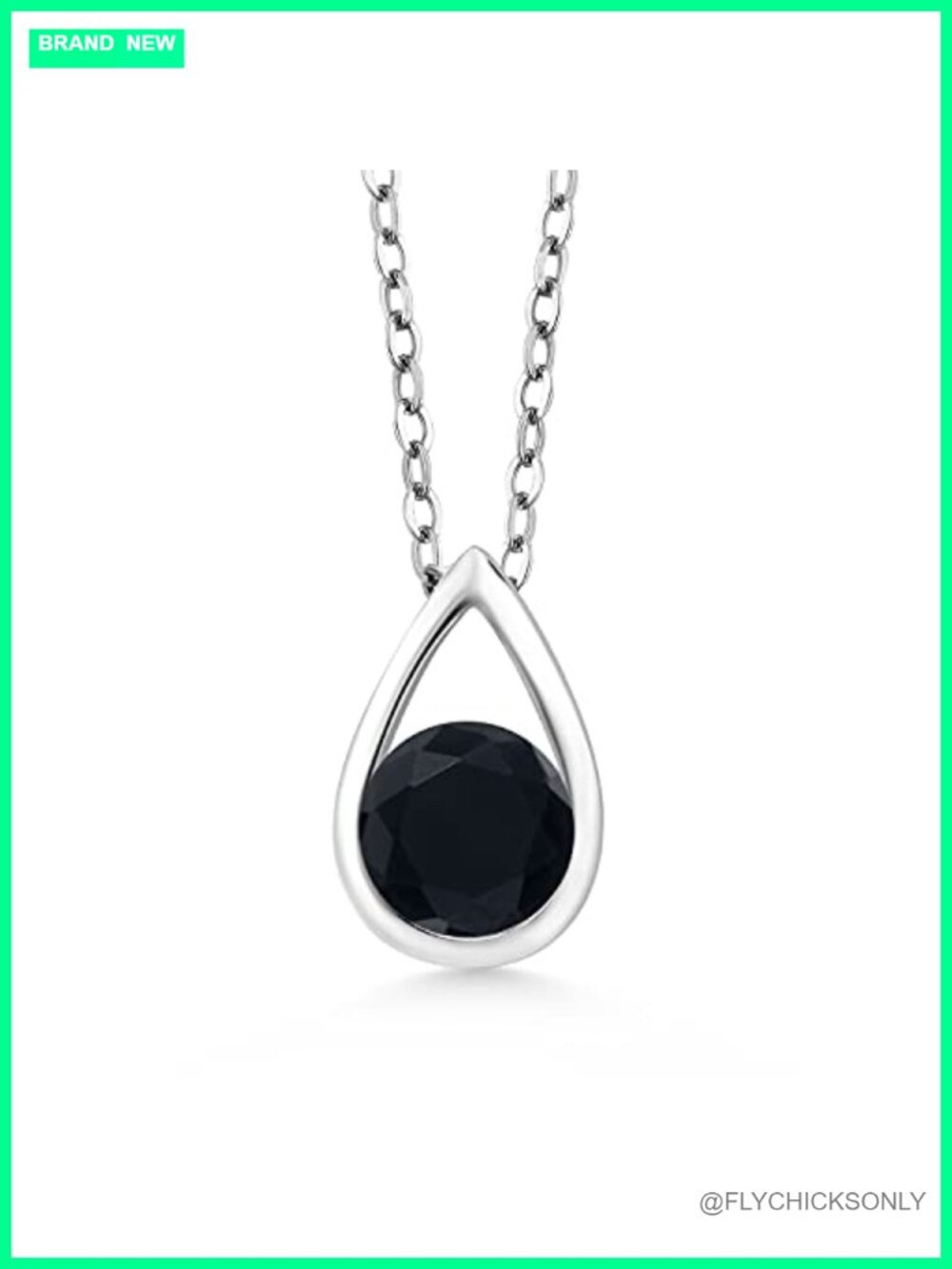 Sterling Silver Teardrop Pendant Necklace 5MM Round Gemstone Birthstone